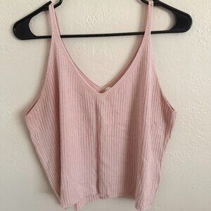 H&M Divided Ribbed Knit Tank Top – Size L, Light Pink (Like New)